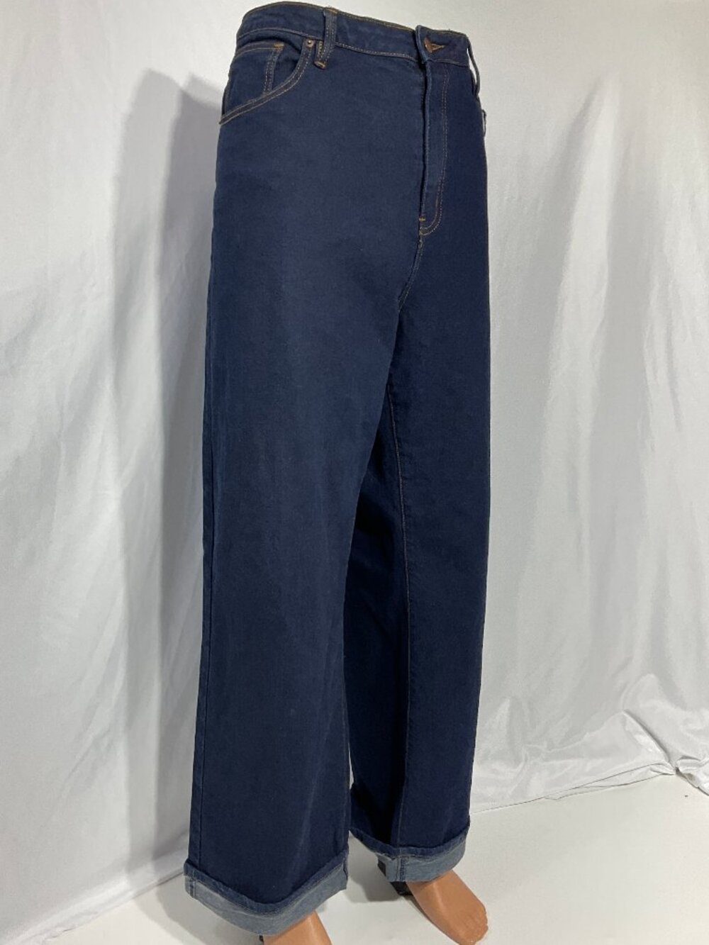 Fashion Nova Size 18 Plus Dark Wash Cuffed Jeans Womens Denim FN1023HWDWR